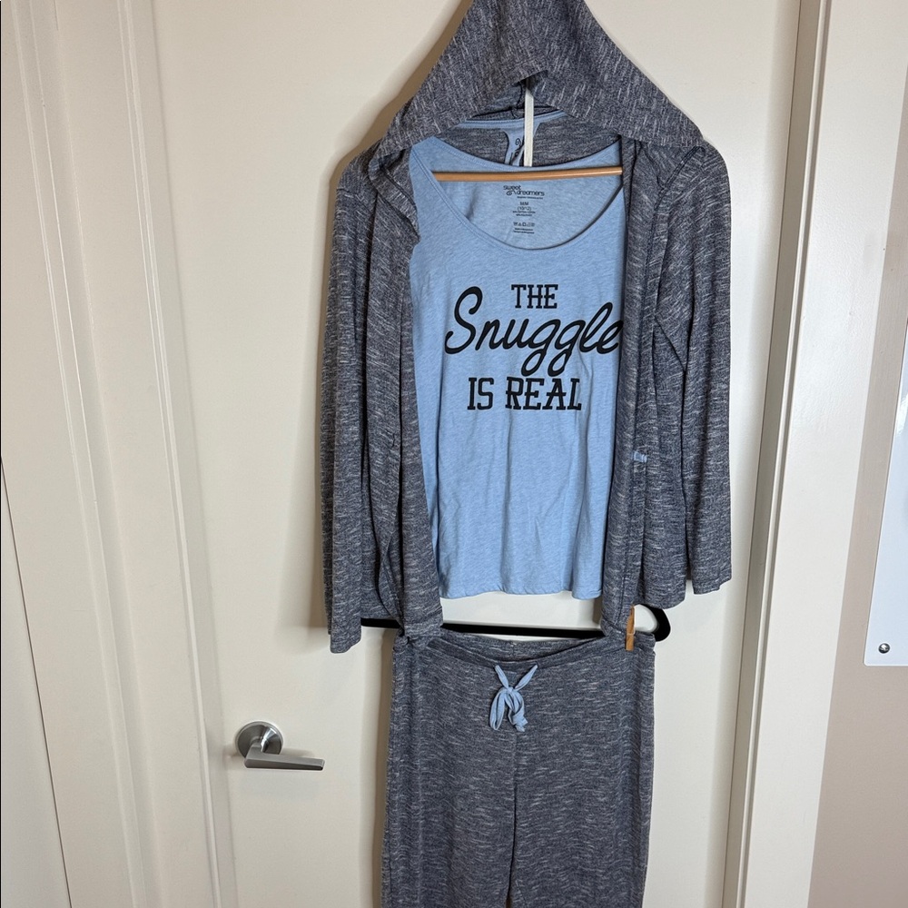 Snuggle Gray and Light Blue Pajama 3pc Set (B)